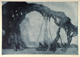 Artist: b'Long, Sydney.' | Title: b'Fantasy' | Date: 1919 | Technique: b'aquatint and etching, printed in blue ink, from one plate' | Copyright: b'Reproduced with the kind permission of the Ophthalmic Research Institute of Australia'