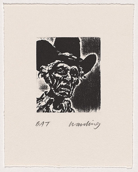 Artist: b'Harding, Nicholas.' | Title: b'Untitled (Rusty Peters).' | Date: 2002 | Technique: b'open-bite and aquatint, printed in black ink, from one plate' Artist: b'Harding, Nicholas.' | Title: b'Untitled (Rusty Peters).' | Date: 2002 | Technique: b'open-bite and aquatint, printed in black ink, from one plate'
