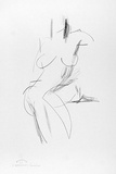 Artist: Powditch, Peter. | Title: not titled [seated female nude] | Date: c.1972 | Technique: lithograph, printed in black ink, from one plate