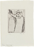 Artist: MADDOCK, Bea | Title: Man pointing | Date: 1964 | Technique: drypoint, printed in black ink, from one copper plate