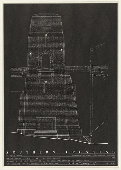 Artist: b'TIPPING, Richard' | Title: b'Southern Crossing - East Elevation South Pylon.' | Date: 1980 Artist: b'TIPPING, Richard' | Title: b'Southern Crossing - East Elevation South Pylon.' | Date: 1980