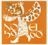 Artist: Stringer, John. | Title: Greeting card: Christmas (Angel with clarion). | Date: 1959 | Technique: linocut, printed in colour, from multiple blocks