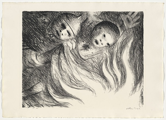 Artist: b'BOYD, Arthur' | Title: b'The ordeal by fire.' | Date: (1965) | Technique: b'lithograph, printed in black ink, from one plate' | Copyright: b'Reproduced with permission of Bundanon Trust' Artist: b'BOYD, Arthur' | Title: b'The ordeal by fire.' | Date: (1965) | Technique: b'lithograph, printed in black ink, from one plate' | Copyright: b'Reproduced with permission of Bundanon Trust'
