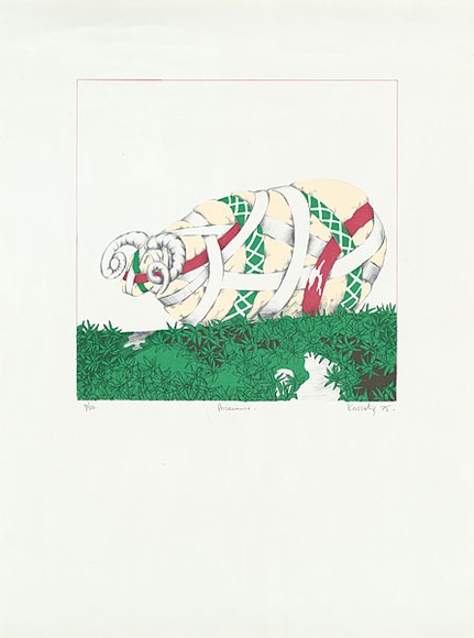 Artist: b'Kossatz, Les.' | Title: b'Prizewinner' | Date: 1975 | Technique: b'photo-offset-lithograph, printed in colour, from multiple plates' | Copyright: b'\xc2\xa9 Les Kossatz. Licensed by VISCOPY, Australia' Artist: b'Kossatz, Les.' | Title: b'Prizewinner' | Date: 1975 | Technique: b'photo-offset-lithograph, printed in colour, from multiple plates' | Copyright: b'\xc2\xa9 Les Kossatz. Licensed by VISCOPY, Australia'