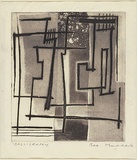 Artist: MADDOCK, Bea | Title: Calligraphy | Date: 1959 | Technique: etching, aquatint, deep etch and colour relief, from one copper plate