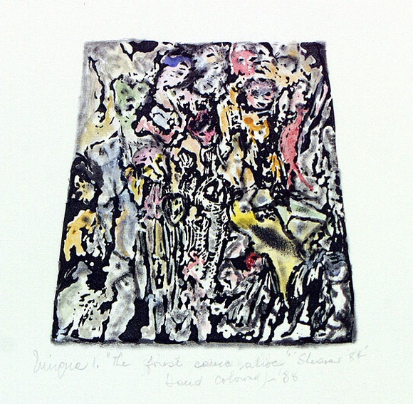 Artist: b'Shearer, Mitzi.' | Title: b'The forest came alive' | Date: 1984-88 | Technique: b'relief-etching, printed in black ink, from one plate: hand-coloured' Artist: b'Shearer, Mitzi.' | Title: b'The forest came alive' | Date: 1984-88 | Technique: b'relief-etching, printed in black ink, from one plate: hand-coloured'