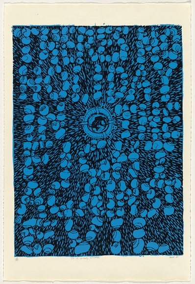 Artist: b'WORSTEAD, Paul' | Title: b'It is wisely written' | Date: 1987 | Technique: b'screenprint, printed in blue and black ink, from two stencils' | Copyright: b'This work appears on screen courtesy of the artist' Artist: b'WORSTEAD, Paul' | Title: b'It is wisely written' | Date: 1987 | Technique: b'screenprint, printed in blue and black ink, from two stencils' | Copyright: b'This work appears on screen courtesy of the artist'