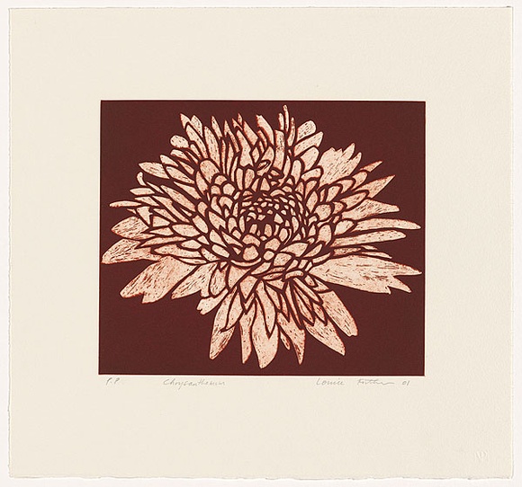 Artist: b'Forthun, Louise.' | Title: b'Chrysanthemum' | Date: 2001 | Technique: b'etching and aquatint, printed in red ink, from one plate'