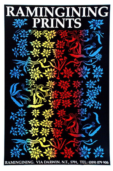 Artist: b'Bununggurr, Bobby.' | Title: b'Ramingining prints' | Date: 1987 | Technique: b'screenprint, printed in colour, from multiple stencils' Artist: b'Bununggurr, Bobby.' | Title: b'Ramingining prints' | Date: 1987 | Technique: b'screenprint, printed in colour, from multiple stencils'