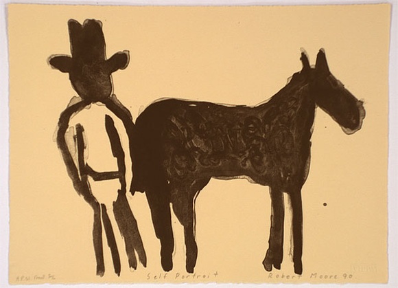 Artist: b'Moore, Robert.' | Title: b'Self-portrait' | Date: 1990 | Technique: b'lithograph, printed in black ink, from one plate' Artist: b'Moore, Robert.' | Title: b'Self-portrait' | Date: 1990 | Technique: b'lithograph, printed in black ink, from one plate'