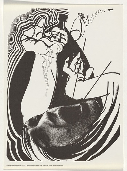Artist: b'Whiteley, Brett.' | Title: b'Vietnam' | Date: 1970 | Technique: b'offset-lithograph, printed in black ink, from one plate' | Copyright: b'This work appears on the screen courtesy of the estate of Brett Whiteley' Artist: b'Whiteley, Brett.' | Title: b'Vietnam' | Date: 1970 | Technique: b'offset-lithograph, printed in black ink, from one plate' | Copyright: b'This work appears on the screen courtesy of the estate of Brett Whiteley'