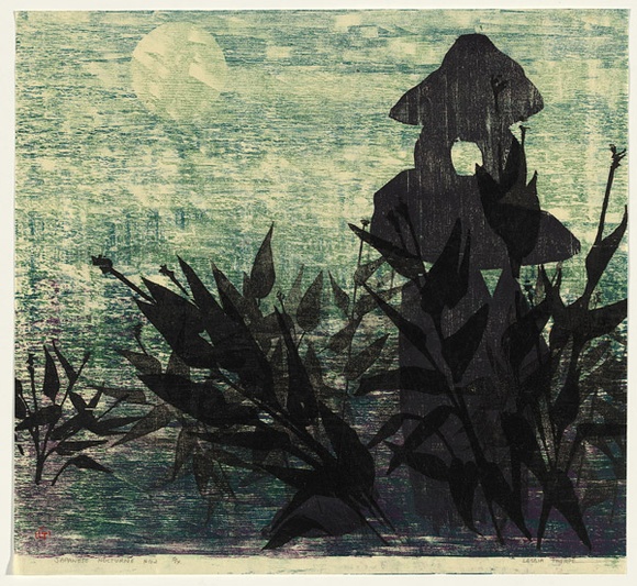 Artist: b'Thorpe, Lesbia.' | Title: b'Japanese nocturne no.2' | Date: 1966 | Technique: b'linocut, printed in colour, from three blocks' Artist: b'Thorpe, Lesbia.' | Title: b'Japanese nocturne no.2' | Date: 1966 | Technique: b'linocut, printed in colour, from three blocks'