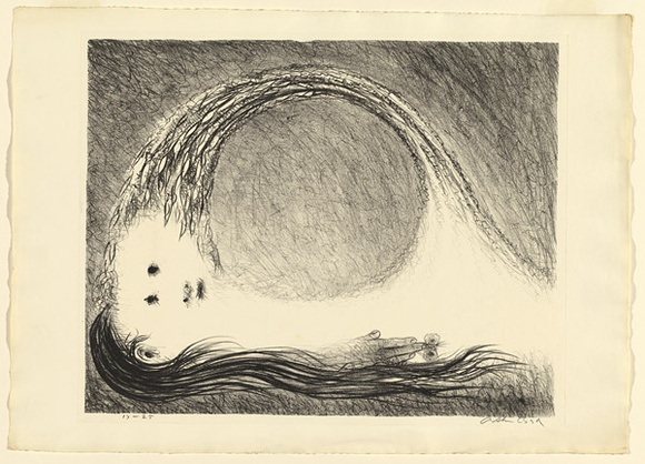 Artist: b'BOYD, Arthur' | Title: b'St Francis lying down in the wilderness.' | Date: (1965) | Technique: b'lithograph, printed in black ink, from one plate' | Copyright: b'This work appears on screen courtesy of Bundanon Trust' Artist: b'BOYD, Arthur' | Title: b'St Francis lying down in the wilderness.' | Date: (1965) | Technique: b'lithograph, printed in black ink, from one plate' | Copyright: b'This work appears on screen courtesy of Bundanon Trust'