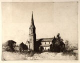 Artist: LONG, Sydney | Title: St. Stephen's, Camperdown | Date: 1928, after | Technique: line-etching and aquatint, printed in black ink, from one plate | Copyright: Reproduced with the kind permission of the Ophthalmic Research Institute of Australia