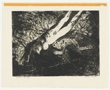 Artist: BOYD, Arthur | Title: Diving nude and frog over a dark pond. | Date: 1962-63 | Technique: etching and aquatint, printed in black ink, from one plate | Copyright: Reproduced with permission of Bundanon Trust