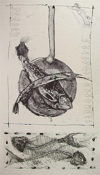 Artist: b'KING, Martin' | Title: b'Nature morte' | Date: 1985 | Technique: b'lithograph and etching, printed in colour, from one stone and one plate' Artist: b'KING, Martin' | Title: b'Nature morte' | Date: 1985 | Technique: b'lithograph and etching, printed in colour, from one stone and one plate'