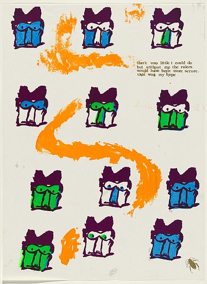 Artist: b'Morrow, David.' | Title: b'There was little I could do ...' | Date: 1980 | Technique: b'screenprint, printed in colour, from five stencils' Artist: b'Morrow, David.' | Title: b'There was little I could do ...' | Date: 1980 | Technique: b'screenprint, printed in colour, from five stencils'
