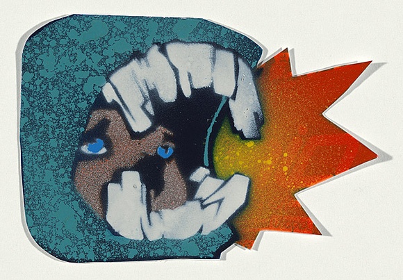 Title: b'BYRD sticker' | Date: 2009 | Technique: b'stencil, printed in colour aerosol paint, from multiple stencils'