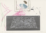 Artist: MEYER, Bill | Title: Cutting the concrete softness | Date: 1981 | Technique: screenprint, printed in seven colours, from six screens (half tone photo images and indirect hand-cut stencils) | Copyright: © Bill Meyer