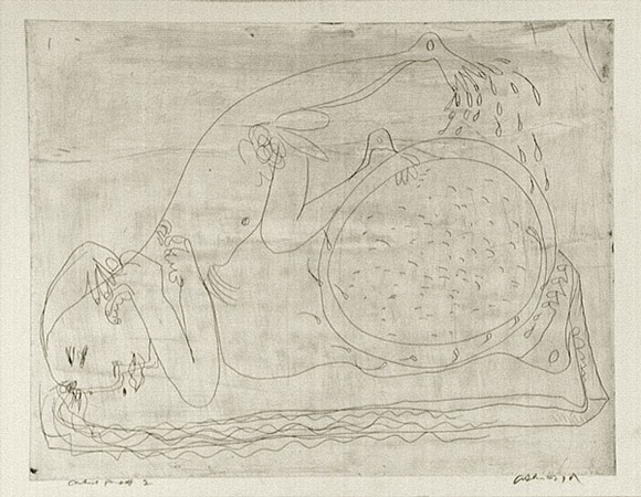 Artist: b'BOYD, Arthur' | Title: b'Lovers under a microscope.' | Date: (1968-69) | Technique: b'etching, printed in black ink, from one plate' | Copyright: b'Reproduced with permission of Bundanon Trust' Artist: b'BOYD, Arthur' | Title: b'Lovers under a microscope.' | Date: (1968-69) | Technique: b'etching, printed in black ink, from one plate' | Copyright: b'Reproduced with permission of Bundanon Trust'
