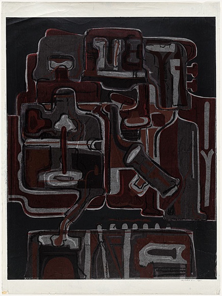 Artist: b'Senbergs, Jan.' | Title: b'Untitled' | Date: 1965 | Technique: b'screenprint, printed in colour, from multiple stencils' | Copyright: b'\xc2\xa9 Jan Senbergs. Licensed by VISCOPY, Australia' Artist: b'Senbergs, Jan.' | Title: b'Untitled' | Date: 1965 | Technique: b'screenprint, printed in colour, from multiple stencils' | Copyright: b'\xc2\xa9 Jan Senbergs. Licensed by VISCOPY, Australia'