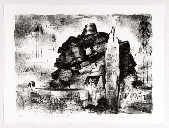 Artist: b'King, Grahame.' | Title: bPioneer's grave, Northern Territory. | Date: 1988 | Technique: b'lithograph, printed in black ink, from one stone [or plate]'