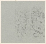 Artist: MACQUEEN, Mary | Title: Part of Interior, Bewick Inn [verso] | Date: 1957 | Technique: lithograph, printed in black ink, from one plate | Copyright: Courtesy Paulette Calhoun, for the estate of Mary Macqueen