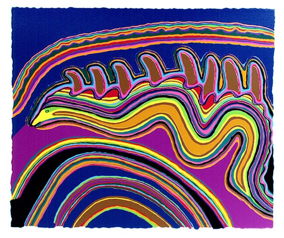 Artist: b'Pike, Jimmy.' | Title: b'Kalpurtu' | Date: 1989 | Technique: b'screenprint, printed in colour, from multiple stencils' Artist: b'Pike, Jimmy.' | Title: b'Kalpurtu' | Date: 1989 | Technique: b'screenprint, printed in colour, from multiple stencils'