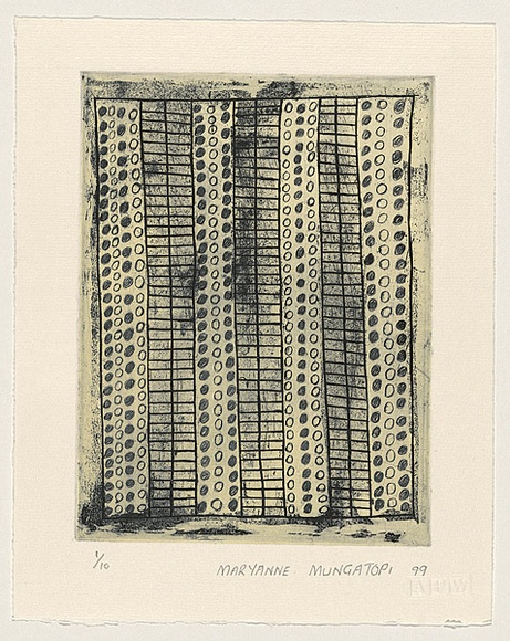 Title: b'Untitled.' | Date: 1999 | Technique: b'etching, printed in black and cream in intaglio and relief, from one plate'