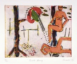 Artist: b'Fransella, Graham.' | Title: bParrot's revenge. | Date: 1984 | Technique: b'etching and aquatint printed in colour' | Copyright: b'Courtesy of the artist'