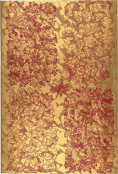 Artist: b'REDBACK GRAPHIX' | Title: b'Wrapping paper: Gold' | Date: 1986 | Technique: b'screenprint, printed in colour, from three stencils' Artist: b'REDBACK GRAPHIX' | Title: b'Wrapping paper: Gold' | Date: 1986 | Technique: b'screenprint, printed in colour, from three stencils'