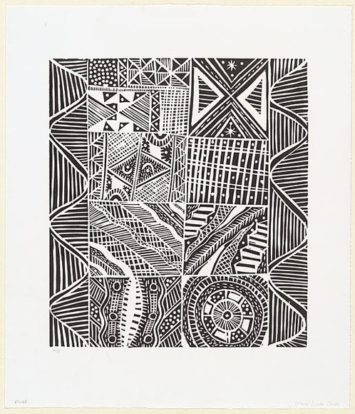 Artist: b'Orsto, Josette.' | Title: b'Design' | Date: 1998, 29 June | Technique: b'linocut, printed in black ink, from one block' Artist: b'Orsto, Josette.' | Title: b'Design' | Date: 1998, 29 June | Technique: b'linocut, printed in black ink, from one block'