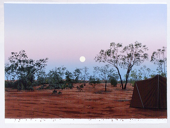 Artist: b'Rose, David.' | Title: b'Moonrise in the Gulf Savannah' | Date: 1990 | Technique: b'screenprint, printed in colour, from multiple stencils' Artist: b'Rose, David.' | Title: b'Moonrise in the Gulf Savannah' | Date: 1990 | Technique: b'screenprint, printed in colour, from multiple stencils'