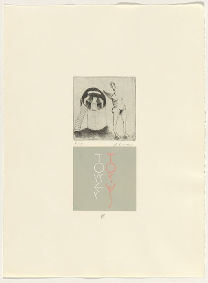 Title: Tower tory | Date: 1992 | Technique: etching, printed in black ink, from one plate; linocut, printed in colour, from two blocks