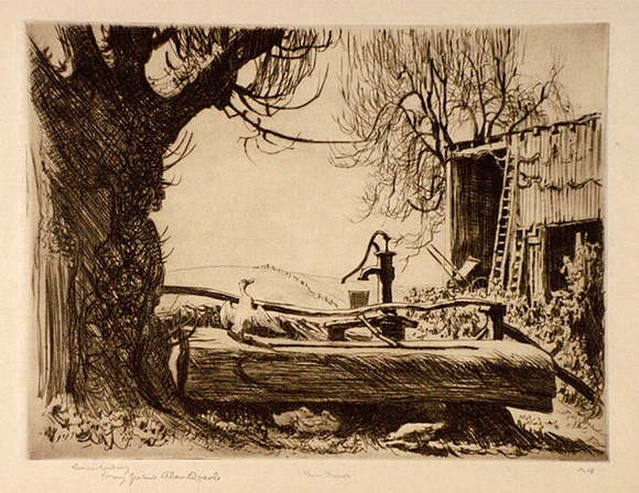 Artist: b'LINDSAY, Lionel' | Title: b'The trough, Ambleside' | Date: 1925 | Technique: b'drypoint, printed in brown ink, from one plate' | Copyright: b'Courtesy of the National Library of Australia' Artist: b'LINDSAY, Lionel' | Title: b'The trough, Ambleside' | Date: 1925 | Technique: b'drypoint, printed in brown ink, from one plate' | Copyright: b'Courtesy of the National Library of Australia'