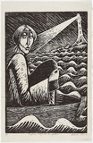 Artist: Klein, Deborah. | Title: Virginia Woolf and the lighthouse | Date: 1991 | Technique: woodcut, printed in black ink, from one block
