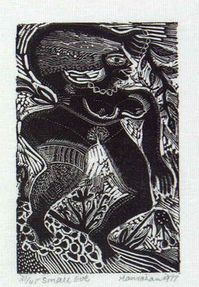 Artist: b'HANRAHAN, Barbara' | Title: b'Small Eve' | Date: 1977 | Technique: b'wood-engraving, printed in black ink, from one block' Artist: b'HANRAHAN, Barbara' | Title: b'Small Eve' | Date: 1977 | Technique: b'wood-engraving, printed in black ink, from one block'