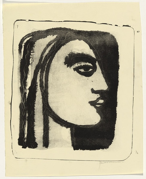 Artist: b'HANRAHAN, Barbara' | Title: b'Prophet' | Date: 1961 | Technique: b'lithograph, printed in black ink, from one stone' Artist: b'HANRAHAN, Barbara' | Title: b'Prophet' | Date: 1961 | Technique: b'lithograph, printed in black ink, from one stone'
