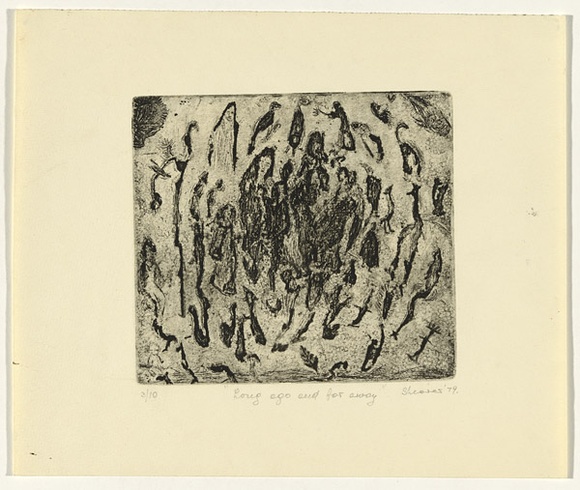 Artist: b'Shearer, Mitzi.' | Title: b'Long ago and far away' | Date: 1979 | Technique: b'etching, drypoint, printed in black ink with plate-tone, from one  plate'