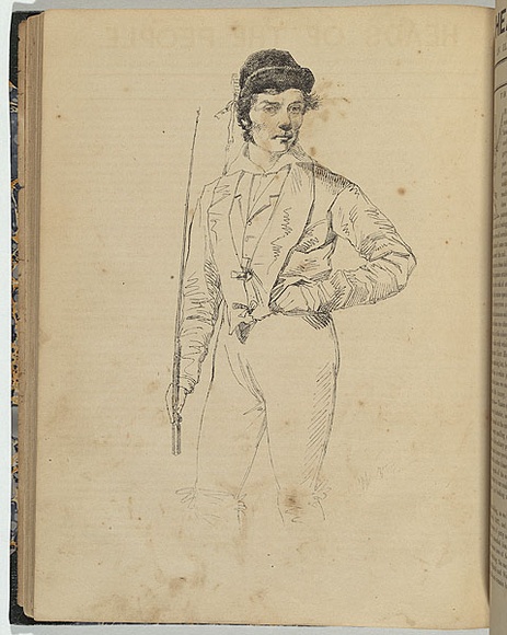 Artist: b'Nicholas, William.' | Title: b'The pieman flying (William Francis King)' | Date: 1847 | Technique: b'pen-lithograph, printed in black ink, from one plate' Artist: b'Nicholas, William.' | Title: b'The pieman flying (William Francis King)' | Date: 1847 | Technique: b'pen-lithograph, printed in black ink, from one plate'