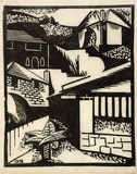 Artist: Black, Dorrit. | Title: Hillside houses. | Date: c.1931 | Technique: linocut printed in black ink, from one block