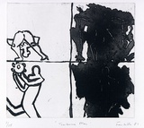 Artist: b'Fransella, Graham.' | Title: b'Tambourine man'. | Date: 1981 | Technique: b'aquatint, printed in black ink, from one plate' | Copyright: b'Courtesy of the artist'