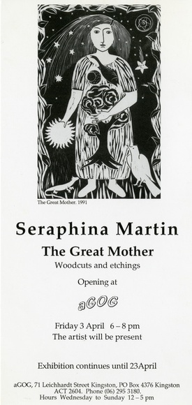 <p>Seraphina Martin: The great Mother, woodcuts and etchings.</p> <p>Seraphina Martin: The great Mother, woodcuts and etchings.</p>