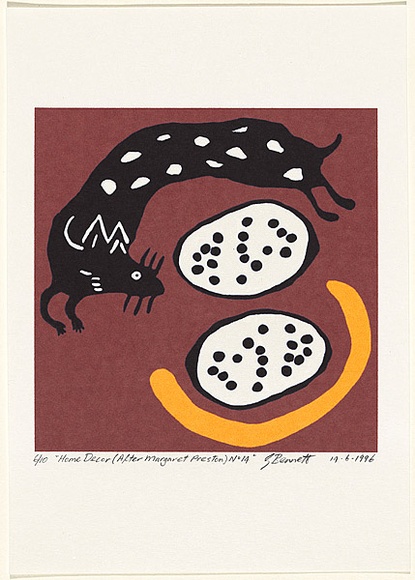 Artist: b'Bennett, Gordon.' | Title: b'Home decor (after Margaret Preston) No.14.' | Date: 1996 | Technique: b'inkjet print, printed in colour, from digital file' | Copyright: b'\xc2\xa9 Gordon Bennett, Licensed by VISCOPY, Australia'