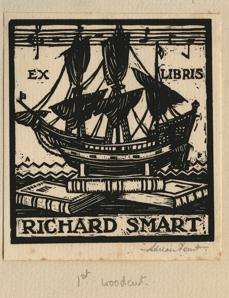 Artist: b'FEINT, Adrian' | Title: b'Bookplate: Richard Smart.' | Date: (1925) | Technique: b'wood-engraving, printed in black ink, from one block' | Copyright: b'Courtesy the Estate of Adrian Feint' Artist: b'FEINT, Adrian' | Title: b'Bookplate: Richard Smart.' | Date: (1925) | Technique: b'wood-engraving, printed in black ink, from one block' | Copyright: b'Courtesy the Estate of Adrian Feint'