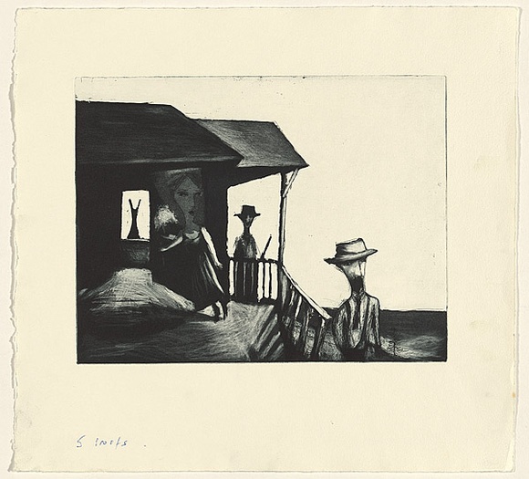 Artist: b'Shead, Garry.' | Title: b'The league' | Date: 1994-95 | Technique: b'etching and aquatint, printed in black ink, from one plate' | Copyright: b'\xc2\xa9 Garry Shead' Artist: b'Shead, Garry.' | Title: b'The league' | Date: 1994-95 | Technique: b'etching and aquatint, printed in black ink, from one plate' | Copyright: b'\xc2\xa9 Garry Shead'