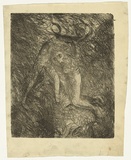 Artist: BOYD, Arthur | Title: Kneeling nude with beast II. | Date: (1962-63) | Technique: etching and aquatint, printed in black ink, from one plate | Copyright: Reproduced with permission of Bundanon Trust