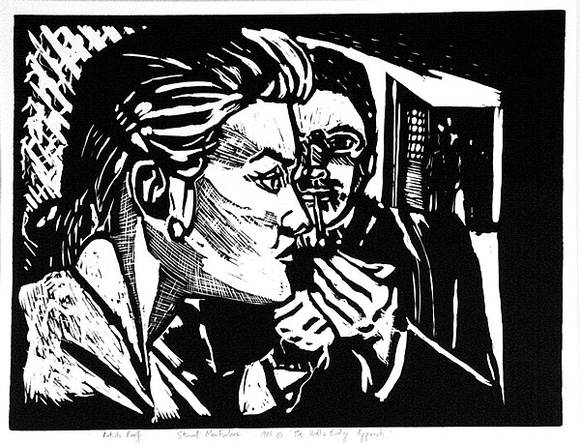Artist: b'MacFarlane, Stewart.' | Title: b'The Hoddle Bridge approach' | Date: 1985 | Technique: b'linocut, printed in black ink, from one block' | Copyright: b'\xc2\xa9 Stewart MacFarlane. Licensed by VISCOPY, Australia' Artist: b'MacFarlane, Stewart.' | Title: b'The Hoddle Bridge approach' | Date: 1985 | Technique: b'linocut, printed in black ink, from one block' | Copyright: b'\xc2\xa9 Stewart MacFarlane. Licensed by VISCOPY, Australia'