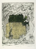 Artist: b'Marsden, David' | Title: b'XPAG II' | Date: 1978 | Technique: b'photo-etching, drypoint and aquatint, printed in black ink with plate-tone, from one plate; hand-coloured'
