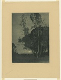 Artist: b'Long, Sydney.' | Title: b'Moonrise pastoral' | Date: 1918 | Technique: b'aquatint, printed in blue ink, from one copper plate' | Copyright: b'Reproduced with the kind permission of the Ophthalmic Research Institute of Australia'